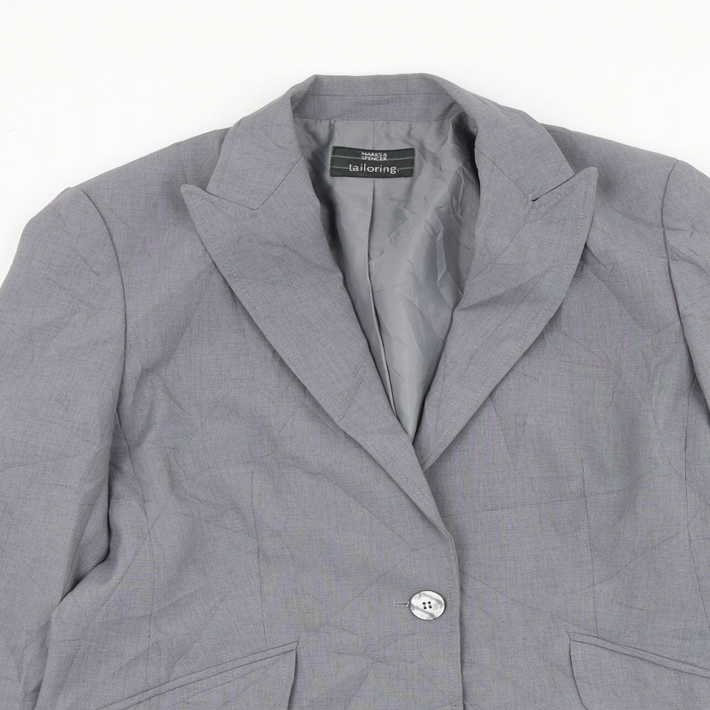 Marks and Spencer Womens Grey Jacket Blazer Size 14 Button