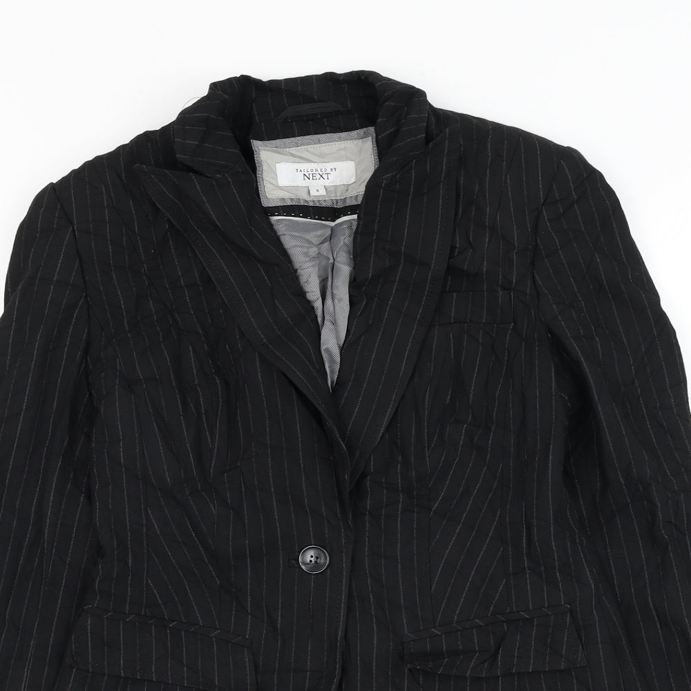 NEXT Womens Black Striped Jacket Blazer Size 8 Button