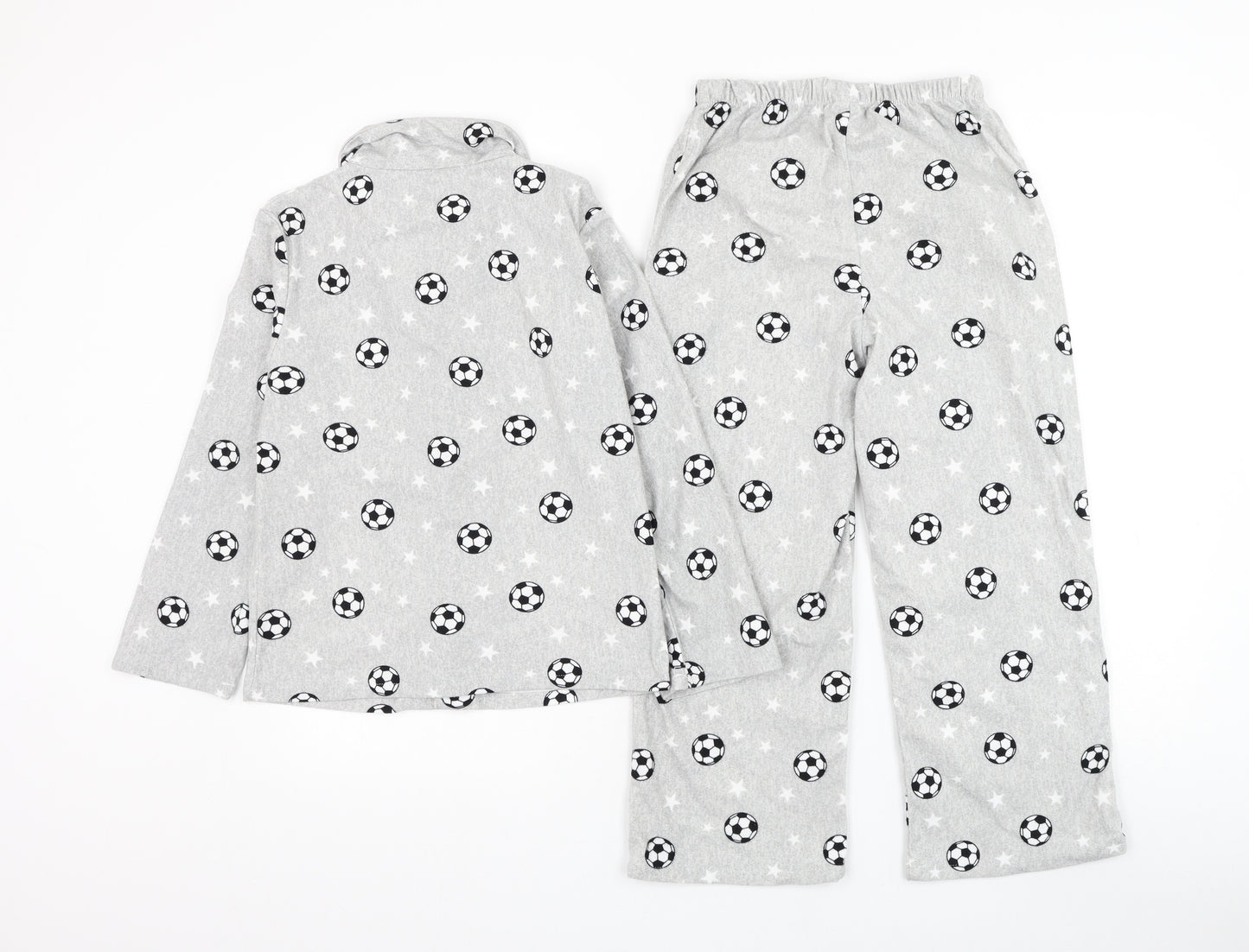Peacocks Boys Grey Geometric Polyester Pyjama Set Size 8-9 Years Button - Football