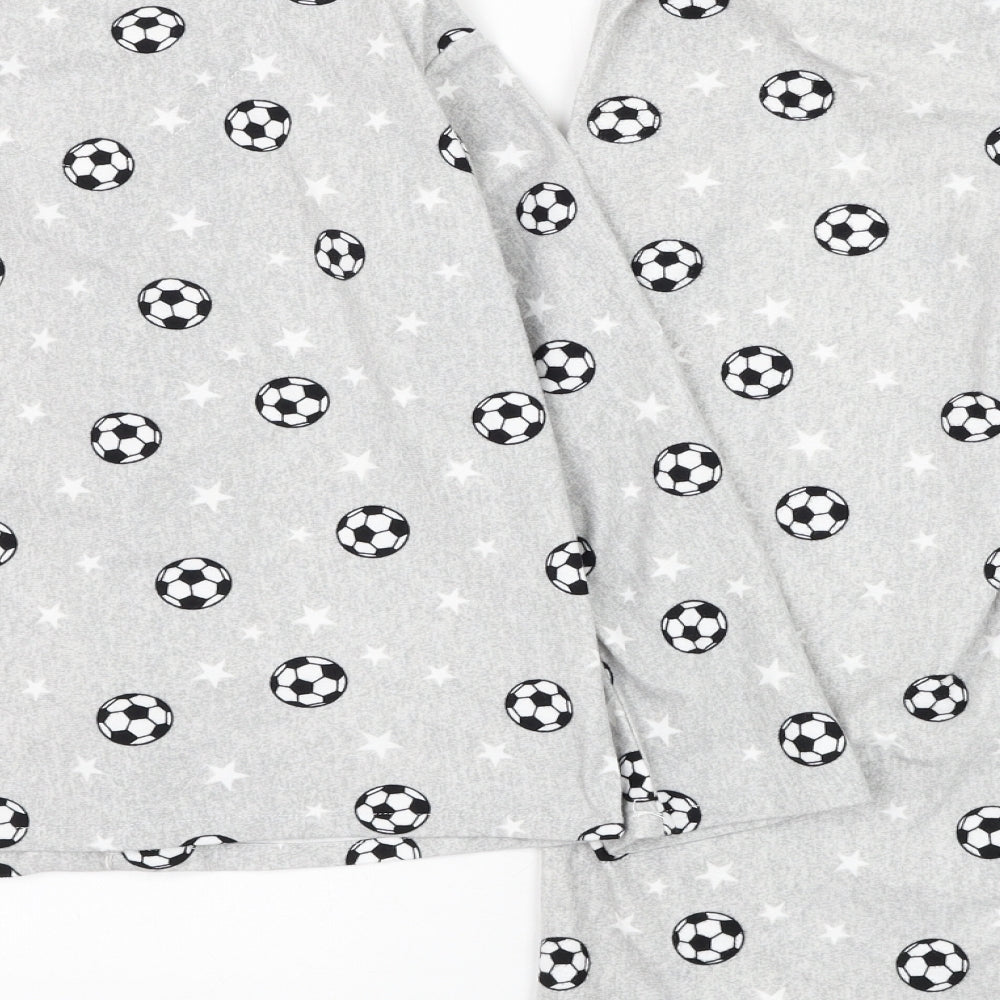 Peacocks Boys Grey Geometric Polyester Pyjama Set Size 8-9 Years Button - Football