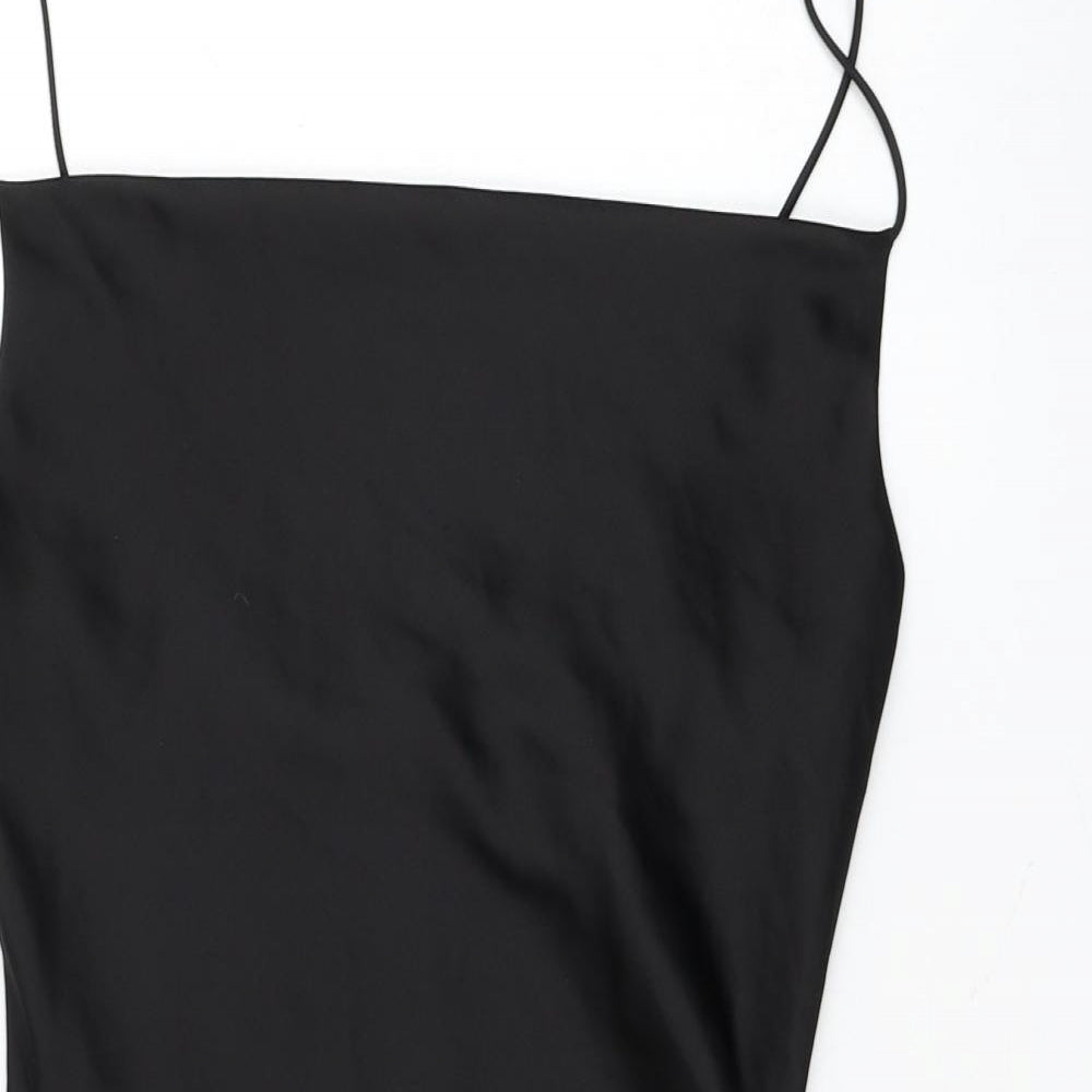 Topshop Womens Black Polyester Shift Size 8 Square Neck Pullover