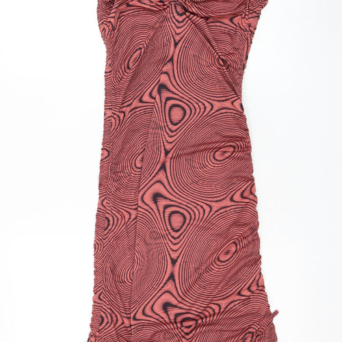 SheIn Womens Pink Geometric Polyester Pencil Dress Size 8 Halter Tie
