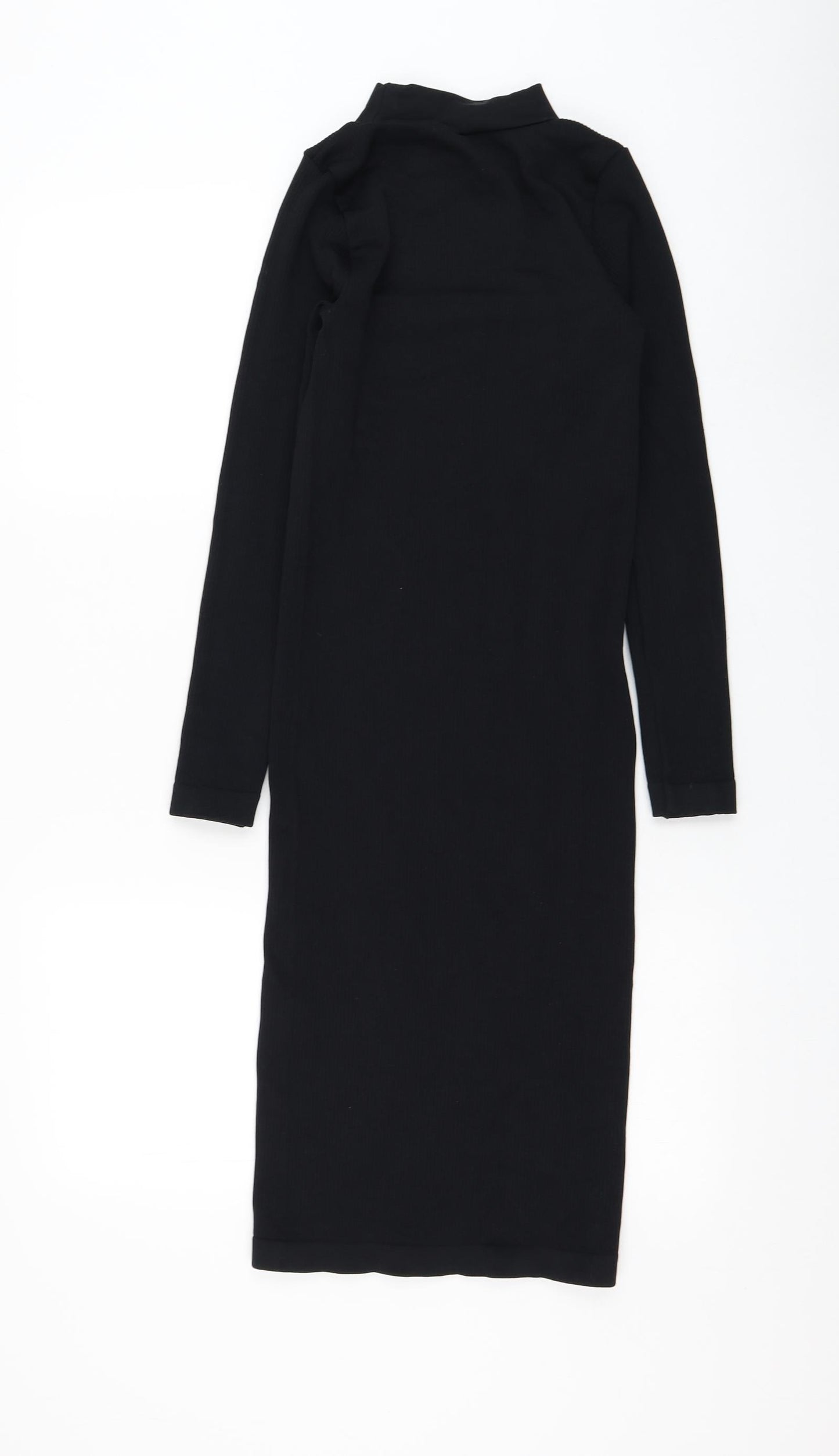 PRETTYLITTLETHING Womens Black Polyamide Bodycon Size XS Mock Neck Pullover