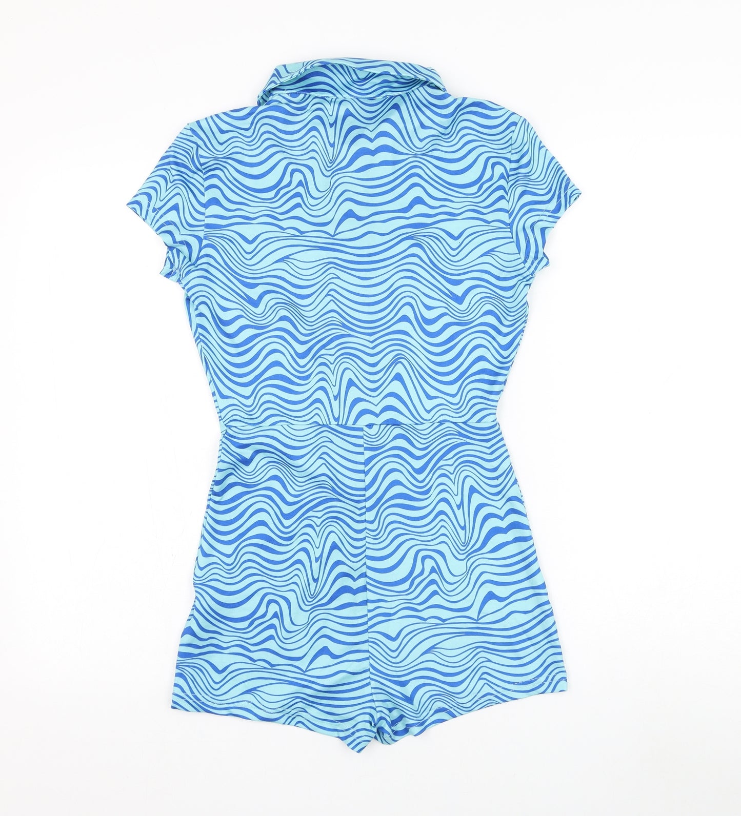 SheIn Womens Blue Geometric Polyester Playsuit One-Piece Size 8 L3 in Button