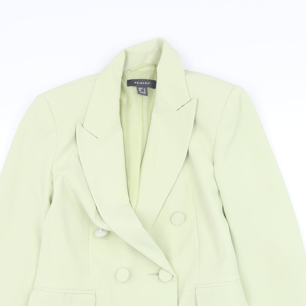 Primark Womens Green Jacket Blazer Size 4 Button