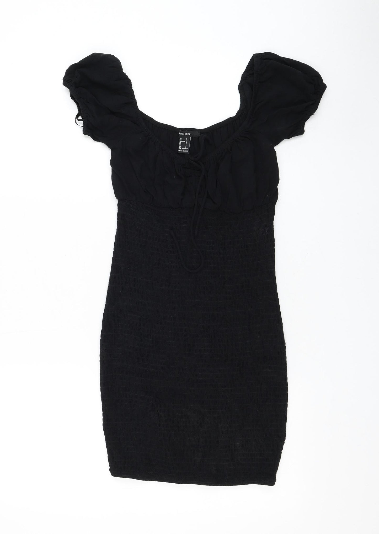 FOREVER 21 Womens Black Rayon Pencil Dress Size S V-Neck Pullover - Bardot