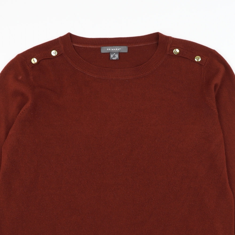 Primark Womens Brown Round Neck Acrylic Pullover Jumper Size 12