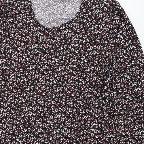 Primark Womens Black Floral Polyester Skater Dress Size 20 Round Neck Pullover