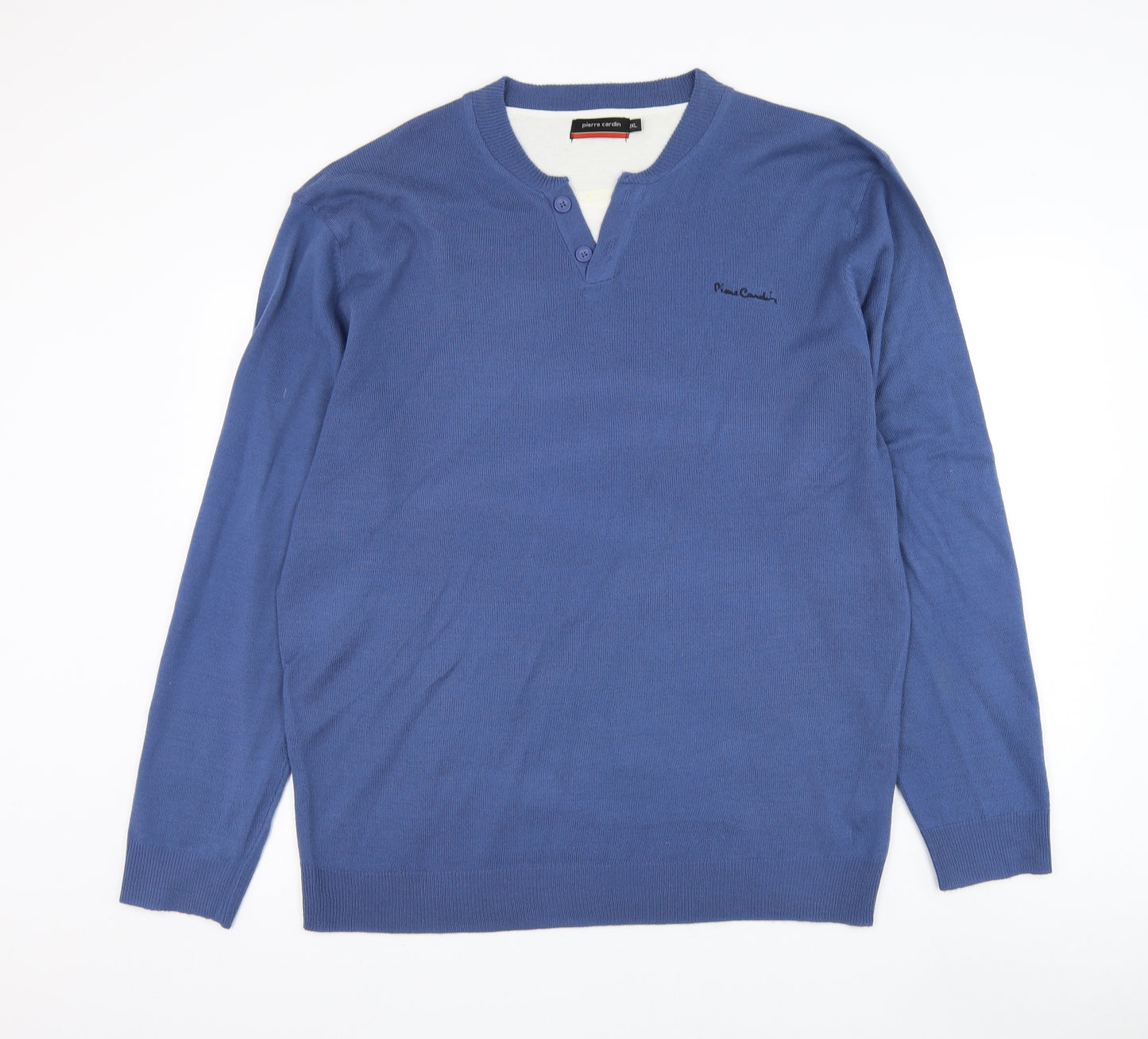 Pierre Cardin Mens Blue Round Neck Acrylic Pullover Jumper Size 2XL