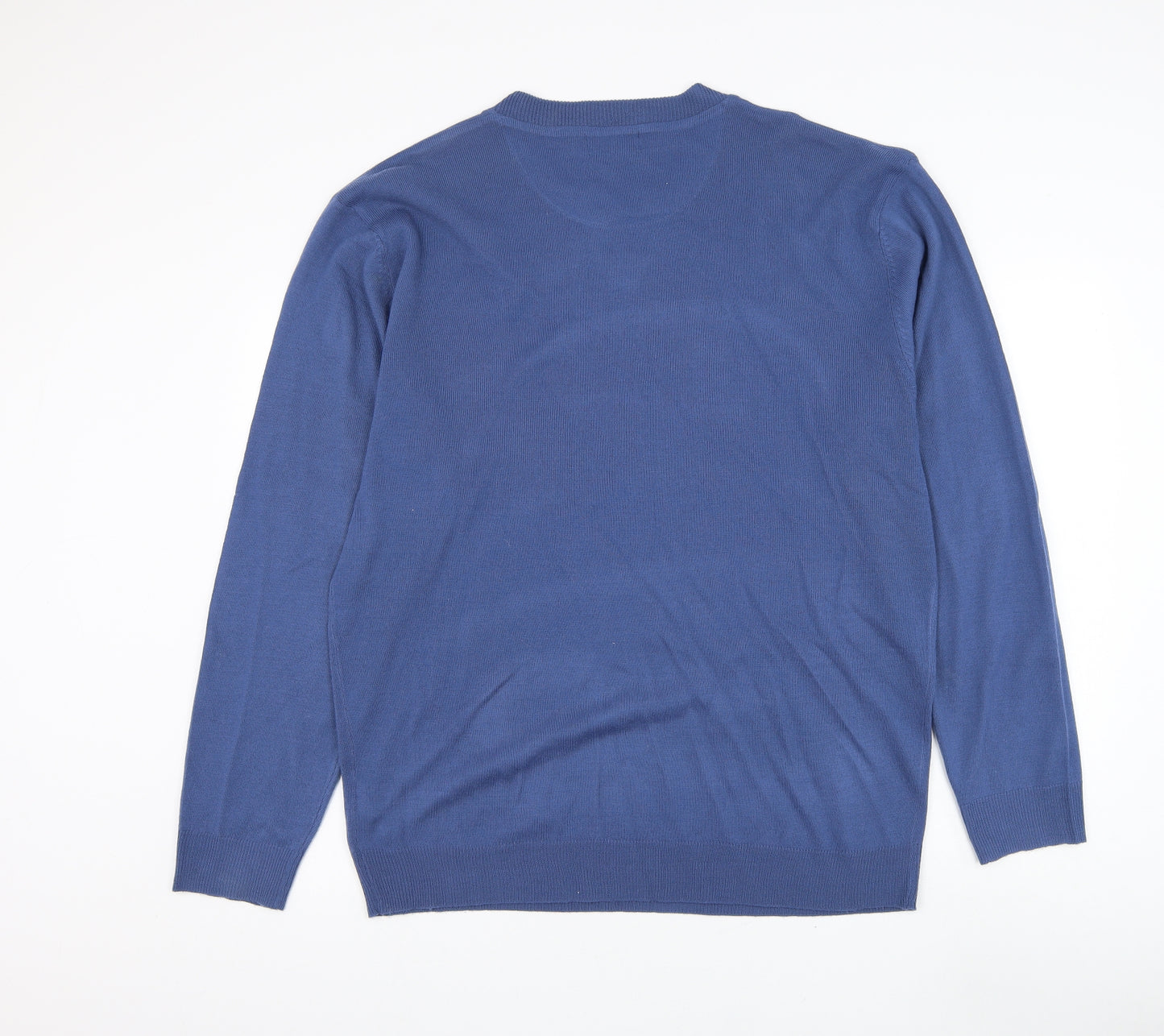 Pierre Cardin Mens Blue Round Neck Acrylic Pullover Jumper Size 2XL