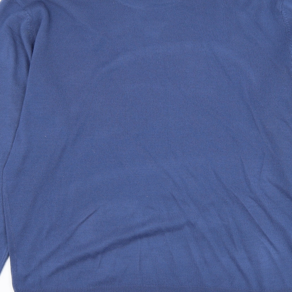 Pierre Cardin Mens Blue Round Neck Acrylic Pullover Jumper Size 2XL