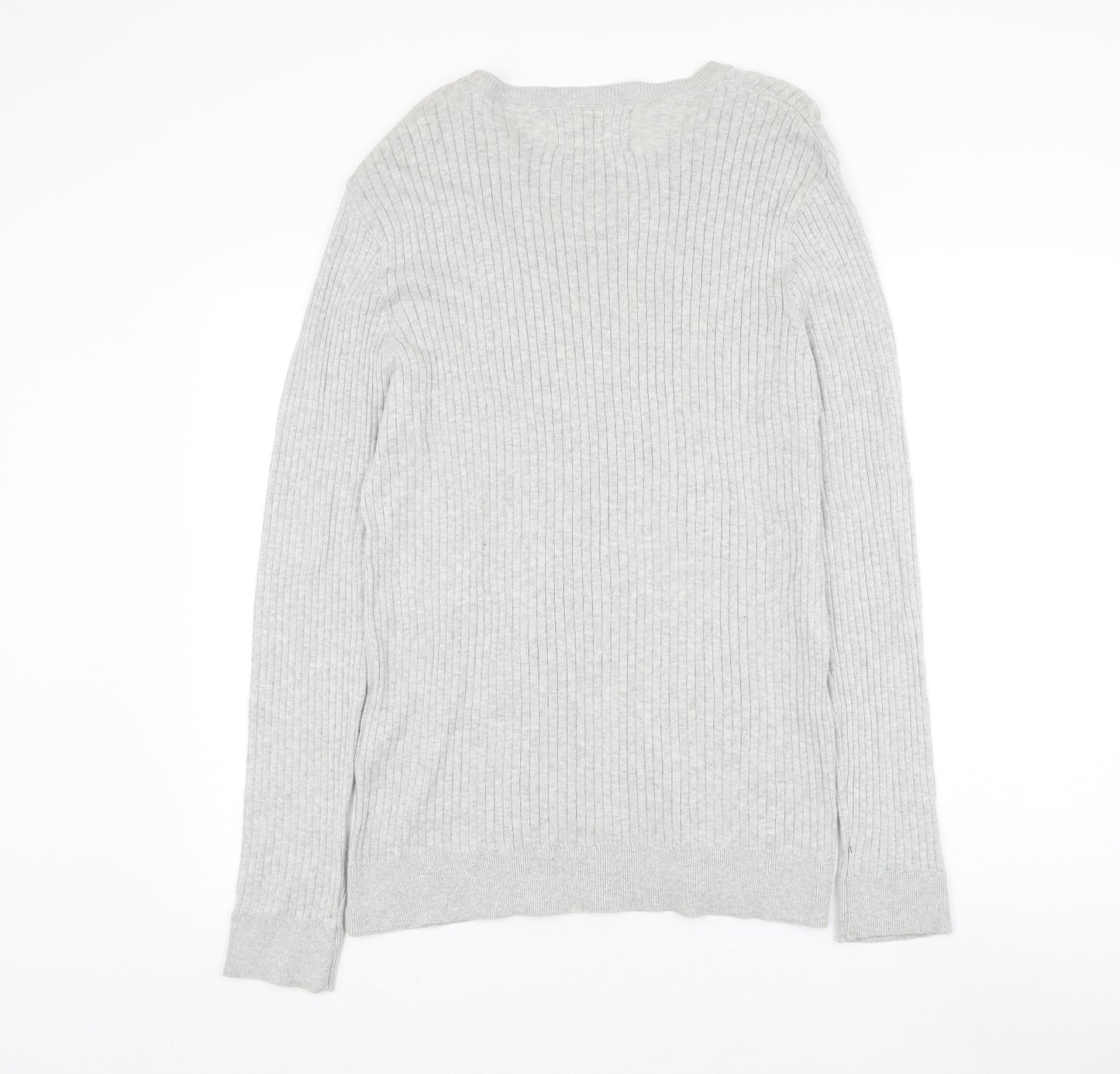 River Island Mens Grey Round Neck Cotton Pullover Jumper Size XL