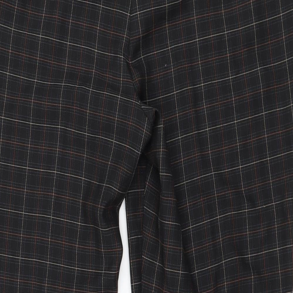 Dorothy Perkins Womens Black Plaid Polyester Trousers Size 16 L26 in Regular Zip