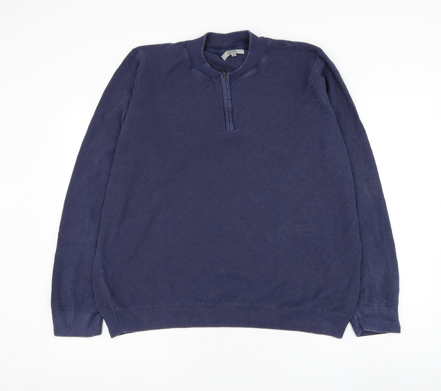 Marks and Spencer Mens Blue Round Neck Cotton Pullover Jumper Size XL