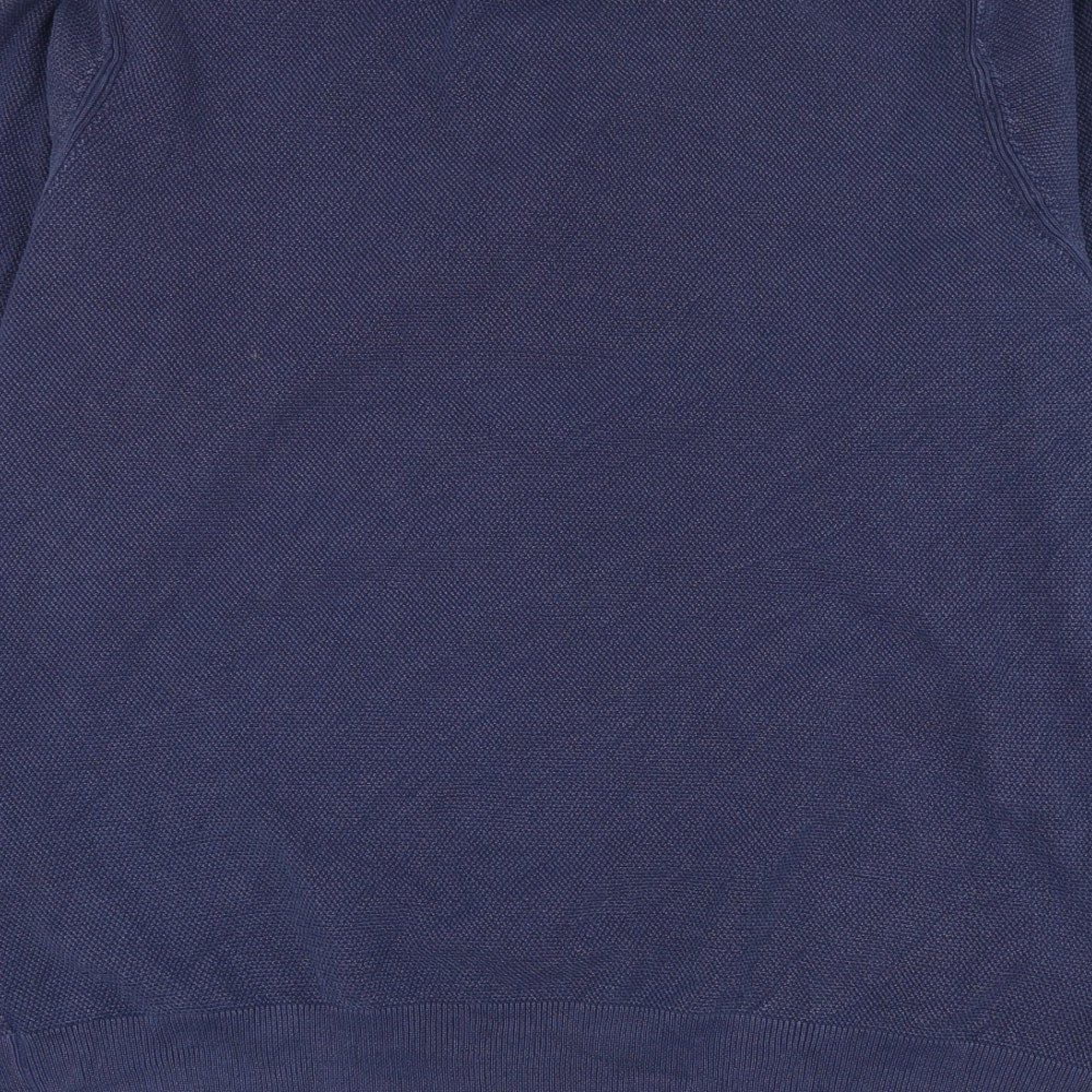 Marks and Spencer Mens Blue Round Neck Cotton Pullover Jumper Size XL
