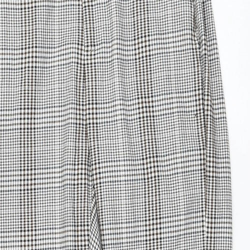 Sinsay Womens White Check Polyester Carrot Trousers Size S L28 in Regular Zip