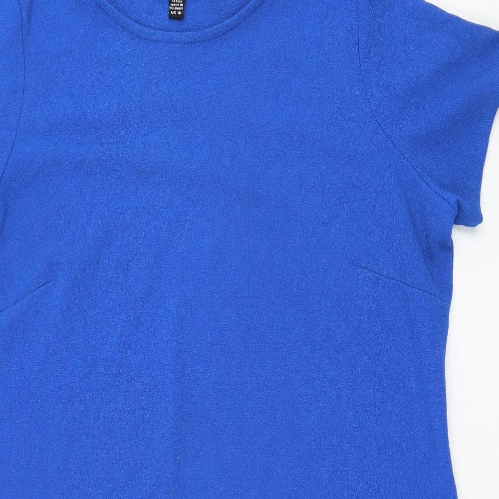 Lipsy Womens Blue Polyester Shift Size 16 Round Neck Pullover