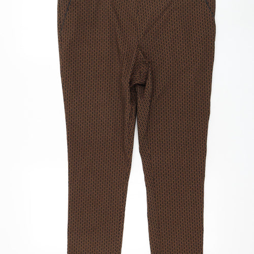 F&F Womens Brown Geometric Viscose Carrot Trousers Size 20 L26 in Regular Zip