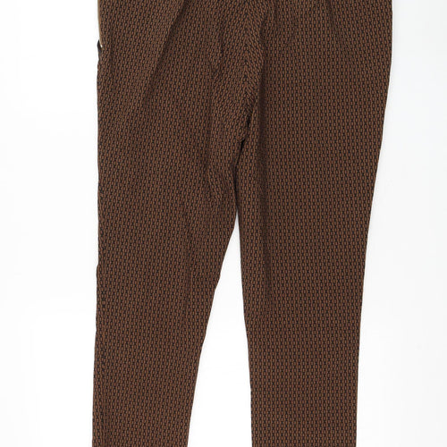 F&F Womens Brown Geometric Viscose Carrot Trousers Size 20 L26 in Regular Zip