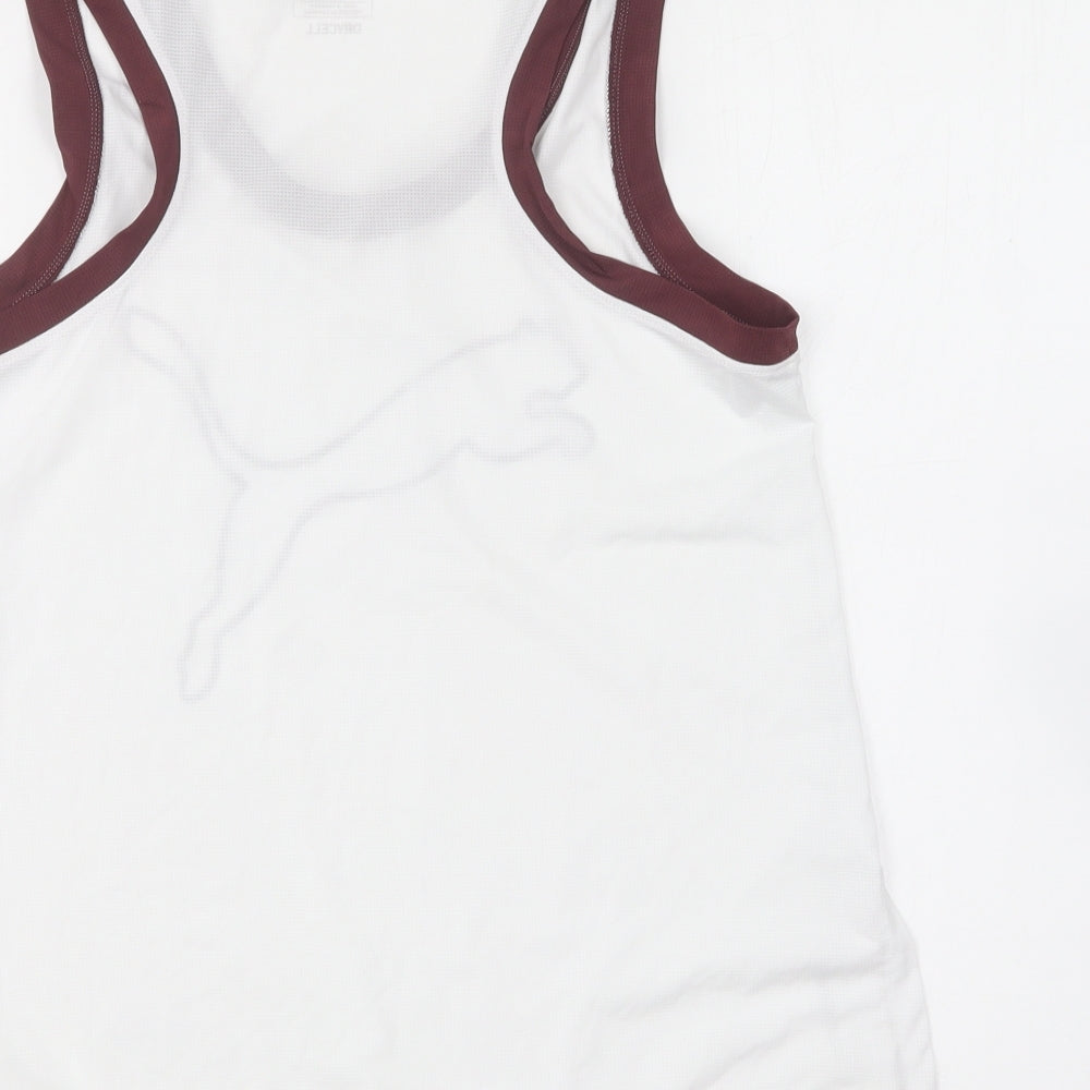 PUMA Womens White Polyester Basic Tank Size S Round Neck Pullover