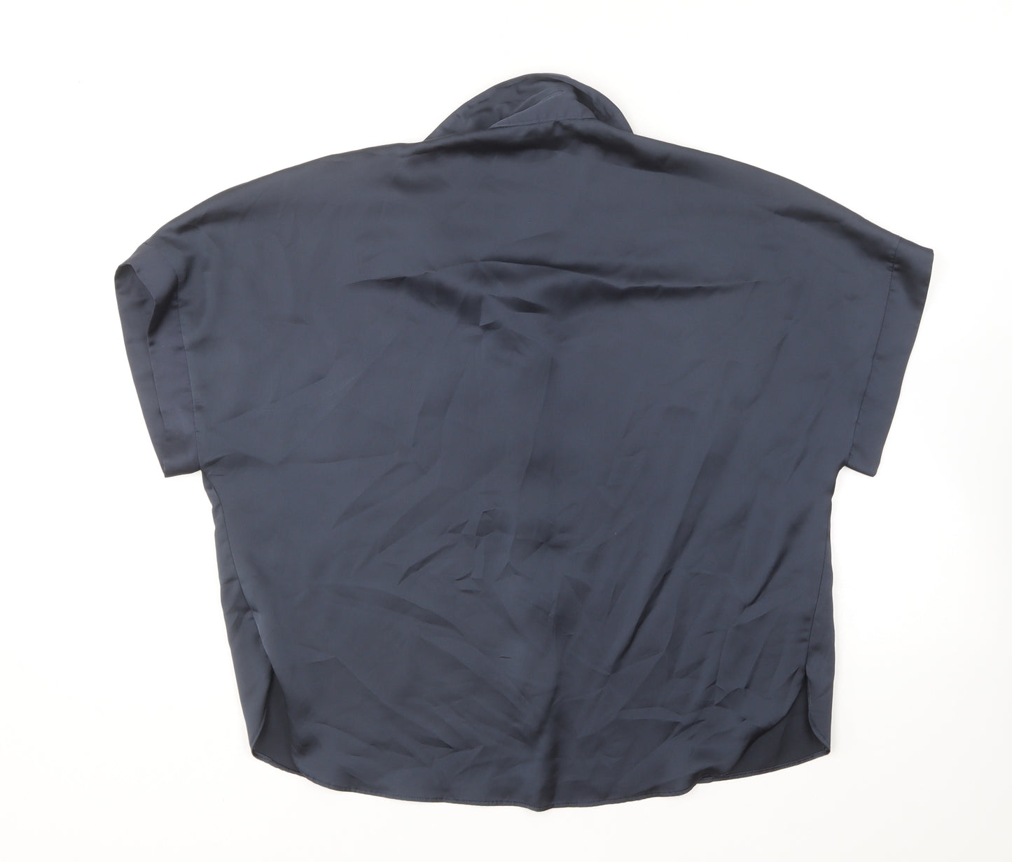 River Island Womens Blue Polyester Basic Button-Up Size M Collared