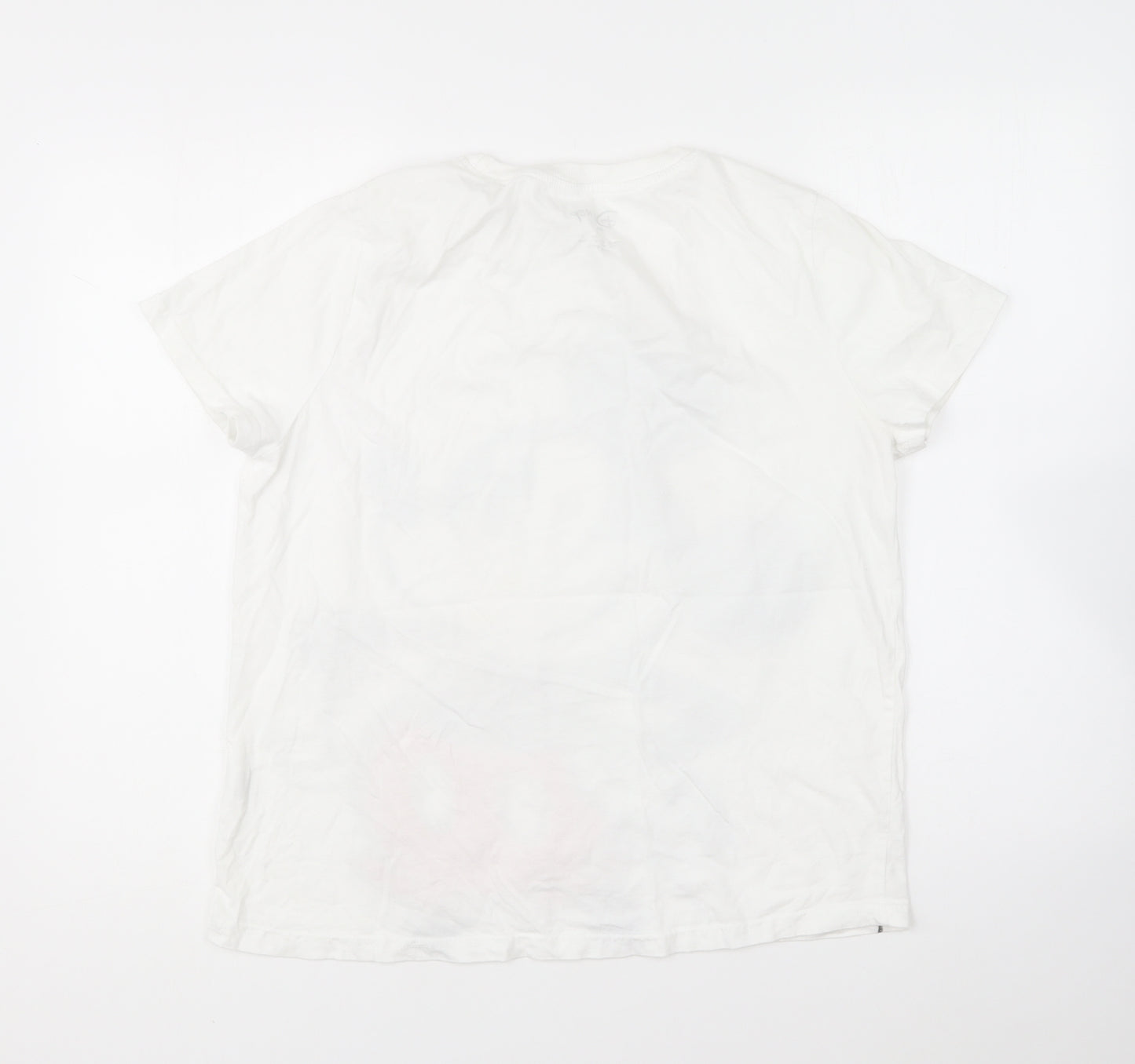 Primark Womens White Cotton Basic T-Shirt Size M Round Neck - Mickey Mouse