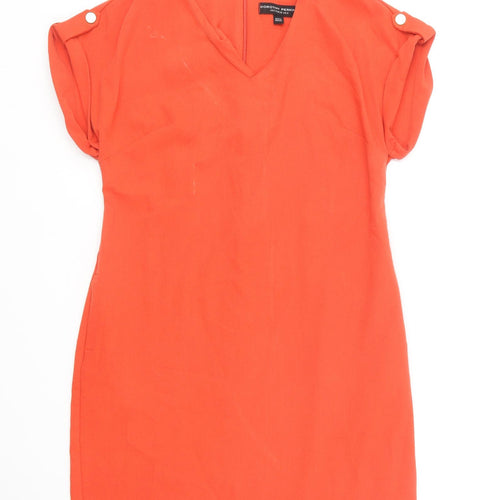 Dorothy Perkins Womens Orange Polyester A-Line Size 10 V-Neck Zip