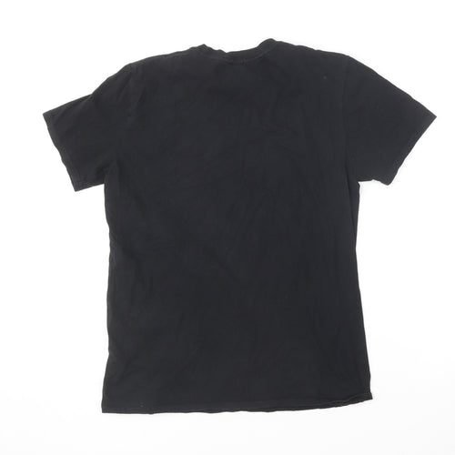 River Island Womens Black Cotton Basic T-Shirt Size 10 Round Neck - L'Amour