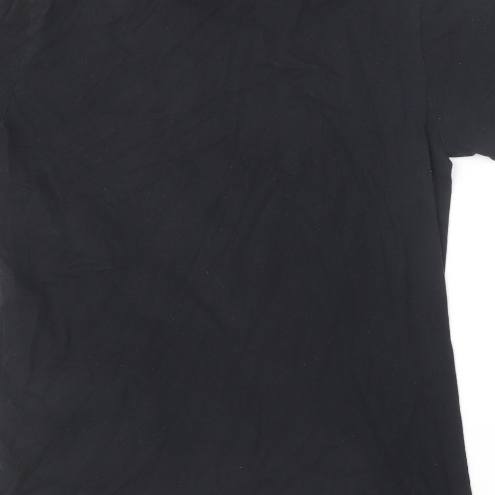 River Island Womens Black Cotton Basic T-Shirt Size 10 Round Neck - L'Amour