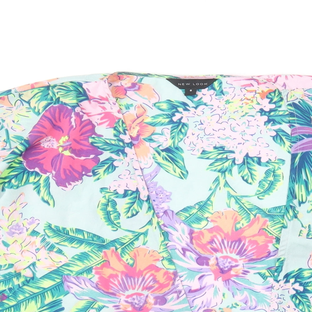 New Look Womens Multicoloured Floral Polyester Kimono Blouse Size 8 V-Neck