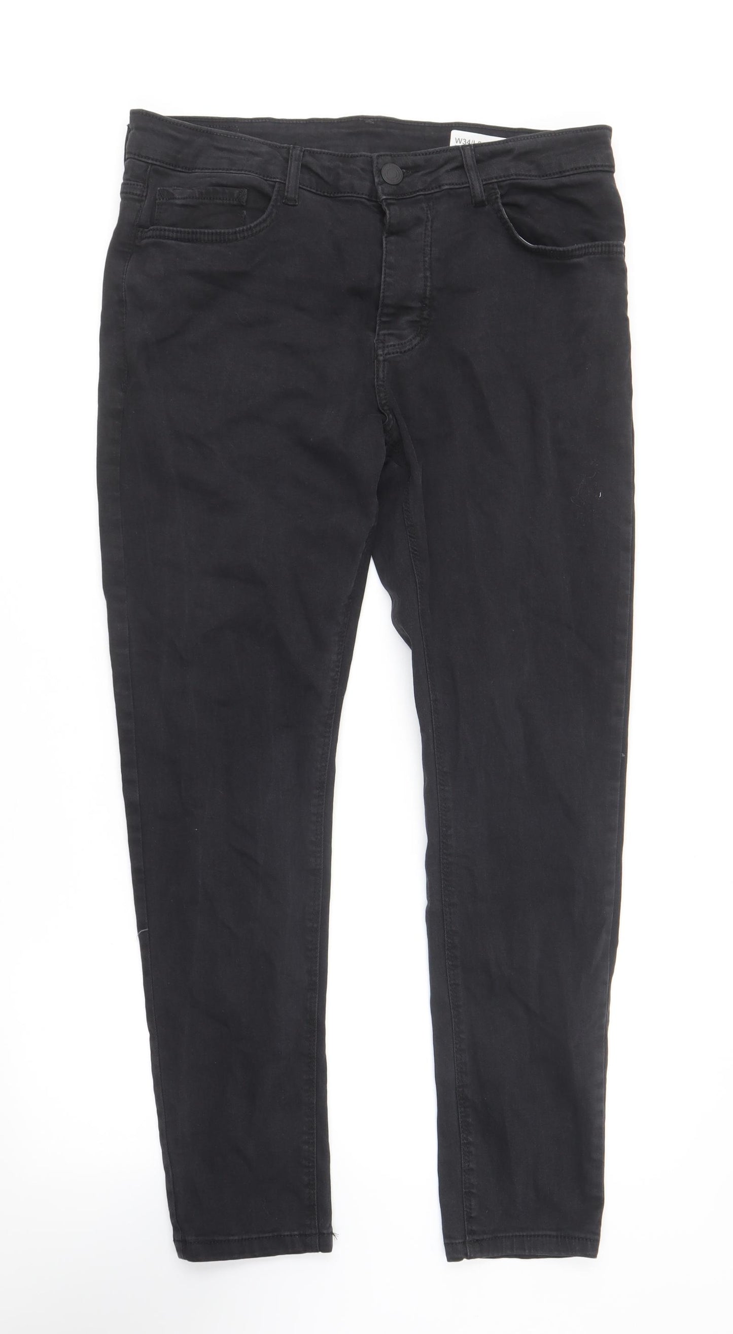 Denim & Co. Womens Black Cotton Skinny Jeans Size 34 in L30 in Regular Button