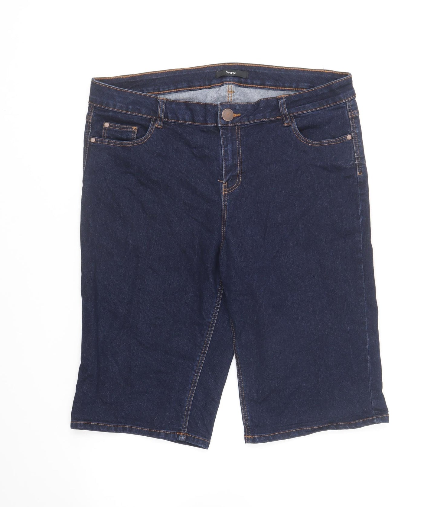 George Womens Blue Cotton Skimmer Shorts Size 16 L13 in Regular Button