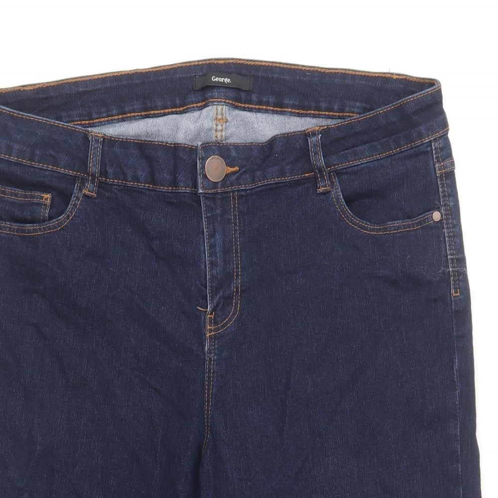 George Womens Blue Cotton Skimmer Shorts Size 16 L13 in Regular Button