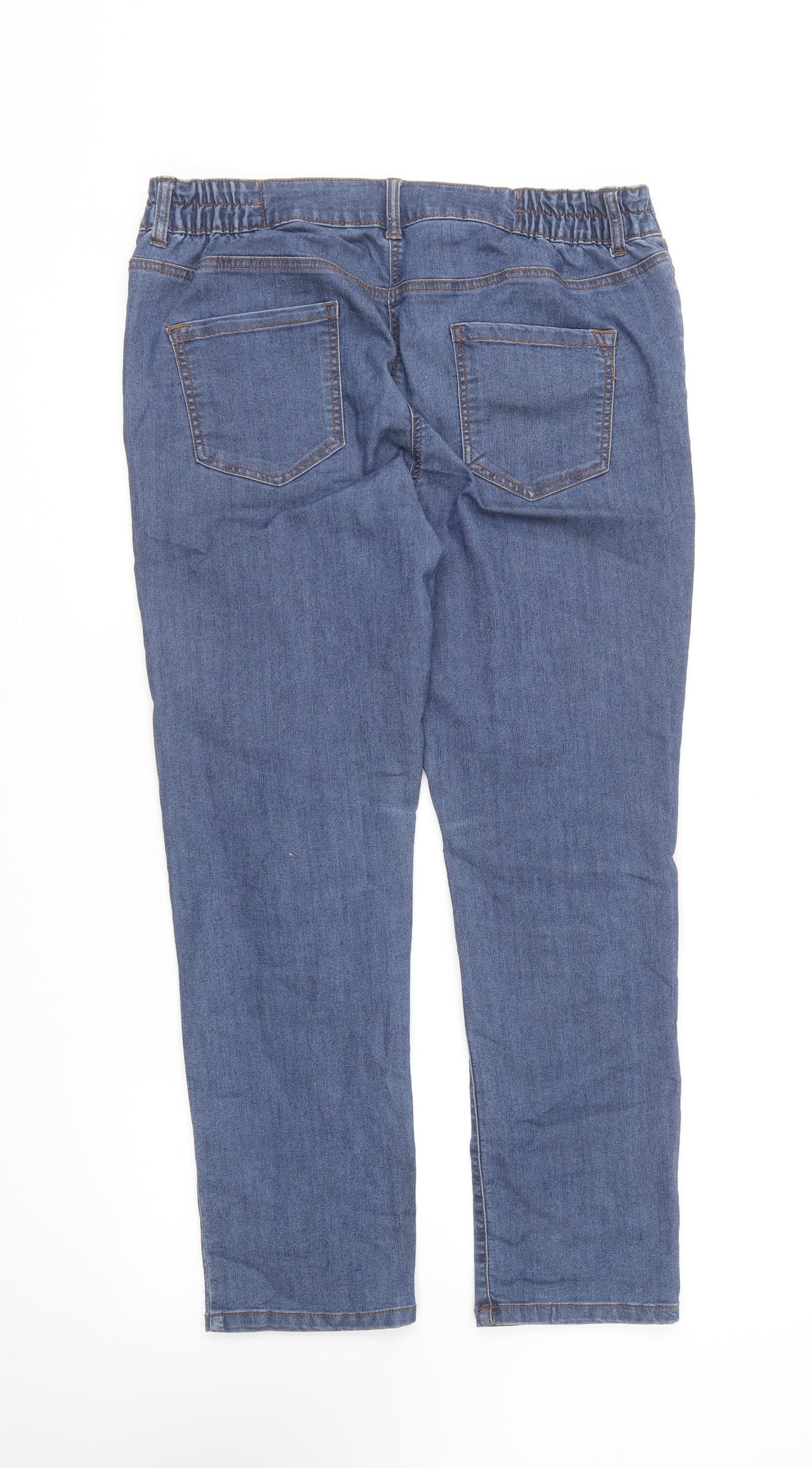 Bonmarché Womens Blue Cotton Straight Jeans Size 16 L26 in Regular Button