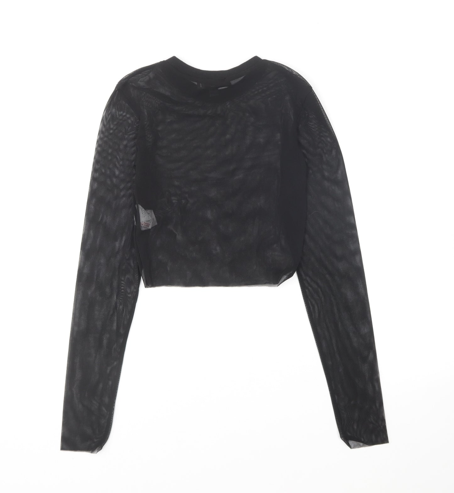 Missguided Womens Black Polyester Basic T-Shirt Size 4 High Neck