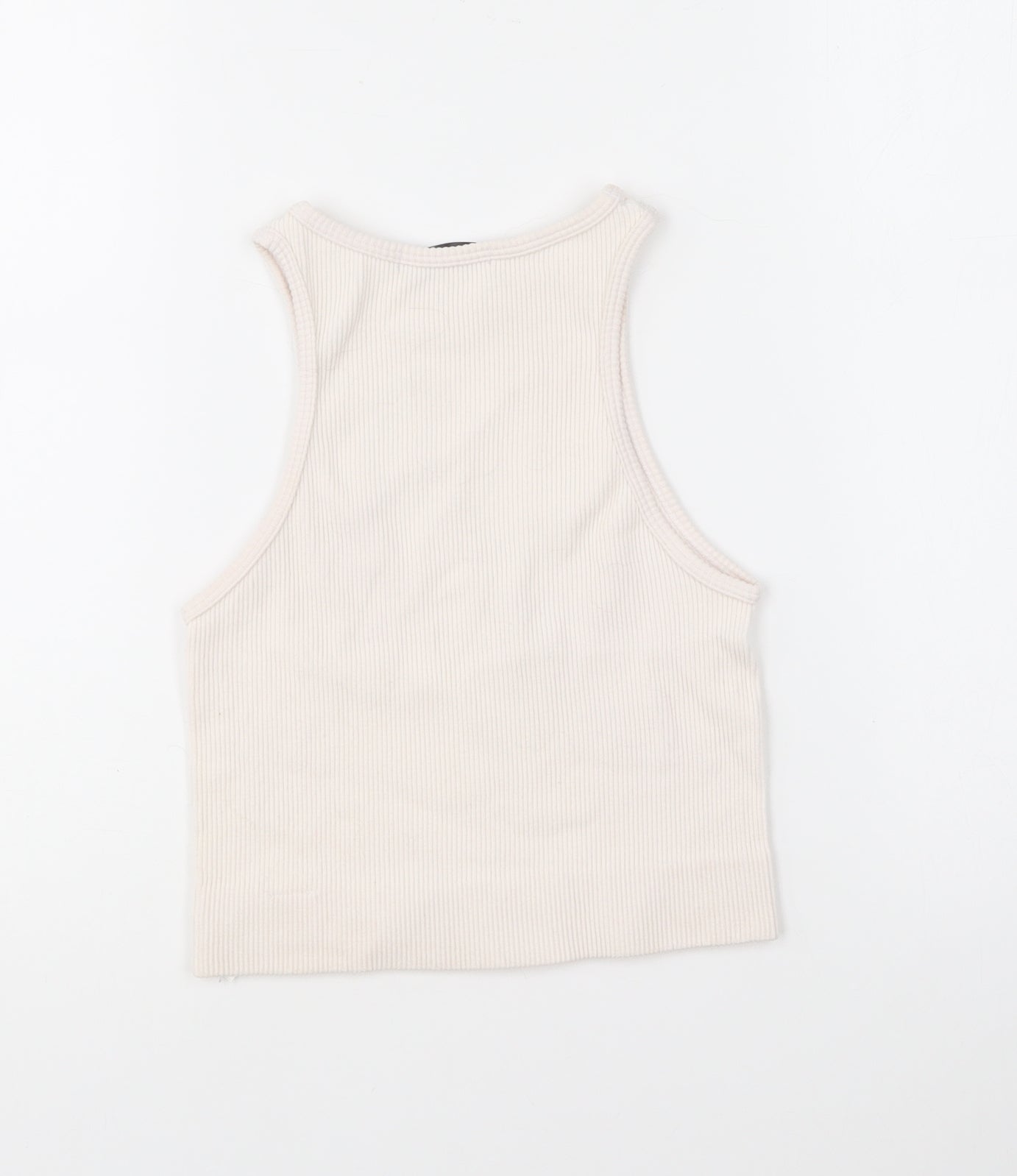 Dunnes Stores Womens Ivory Polyester Cropped Tank Size XS Round Neck