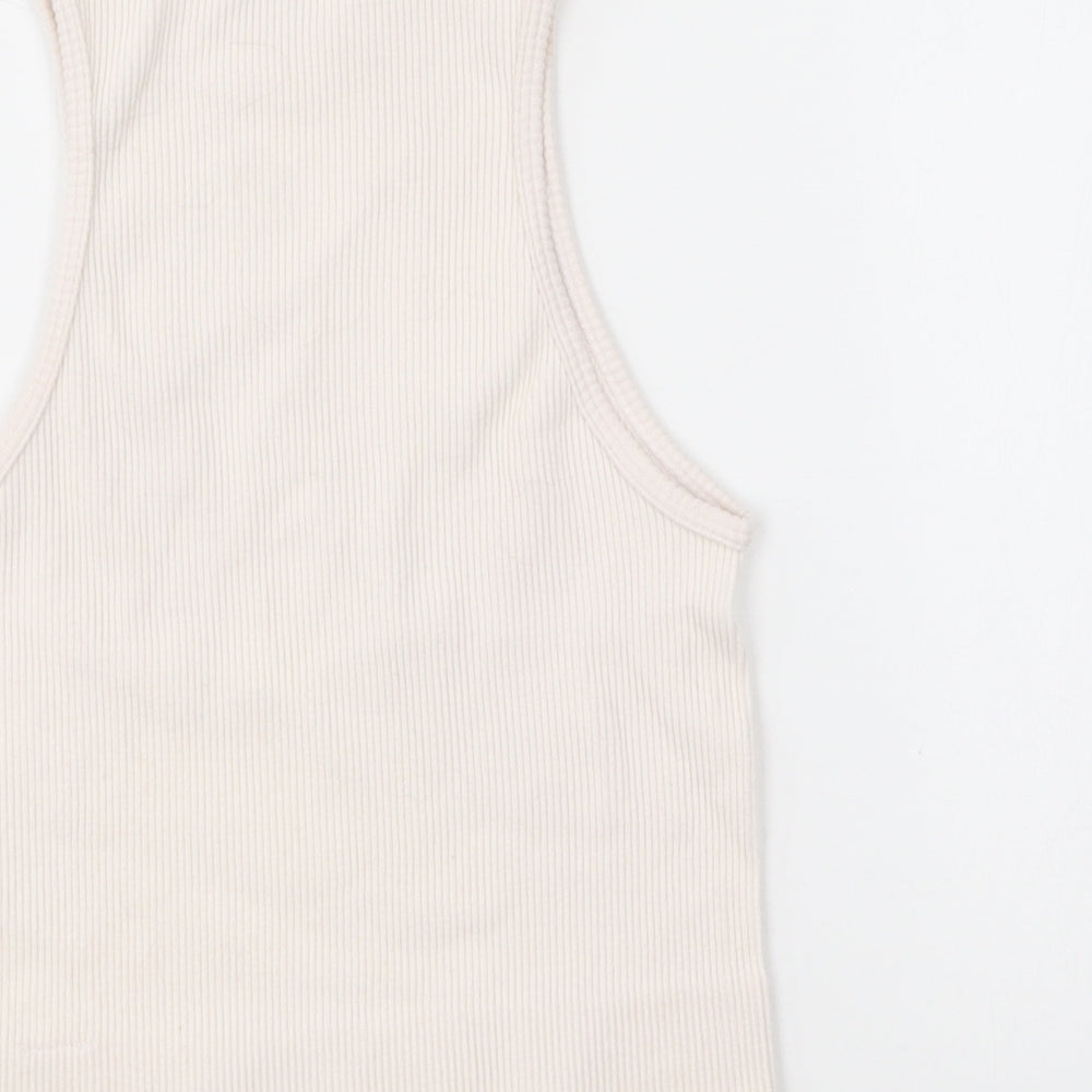 Dunnes Stores Womens Ivory Polyester Cropped Tank Size XS Round Neck