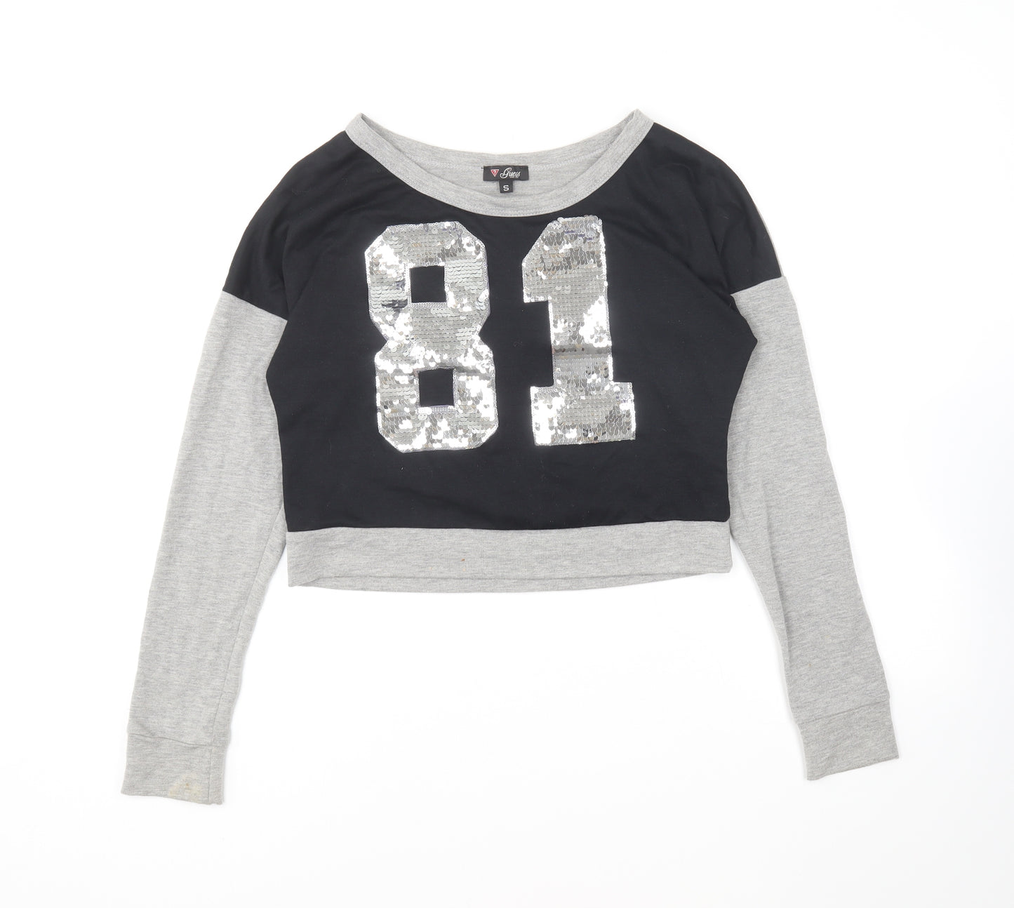 GUESS Womens Grey Round Neck Polyester Pullover Jumper Size S - 81