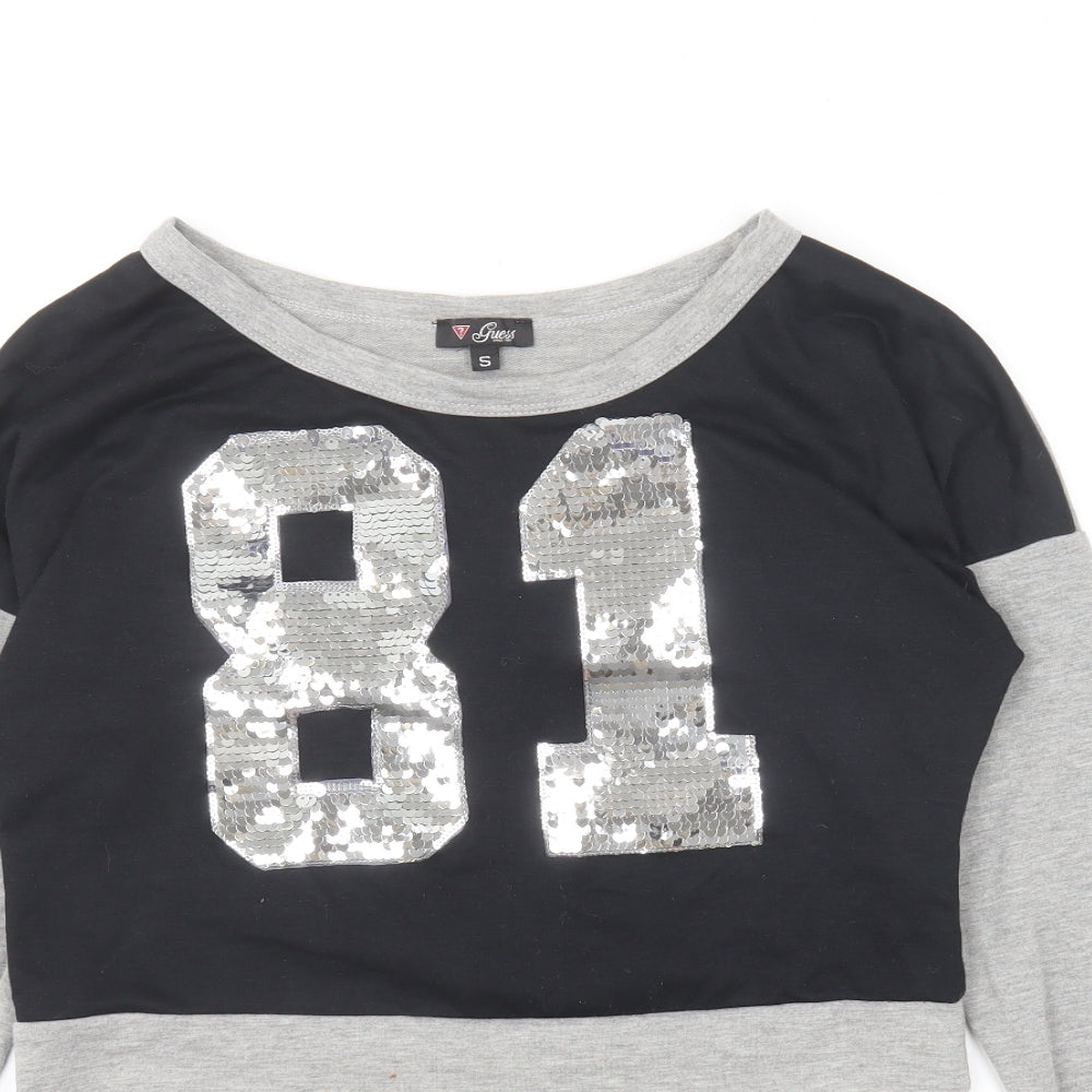 GUESS Womens Grey Round Neck Polyester Pullover Jumper Size S - 81