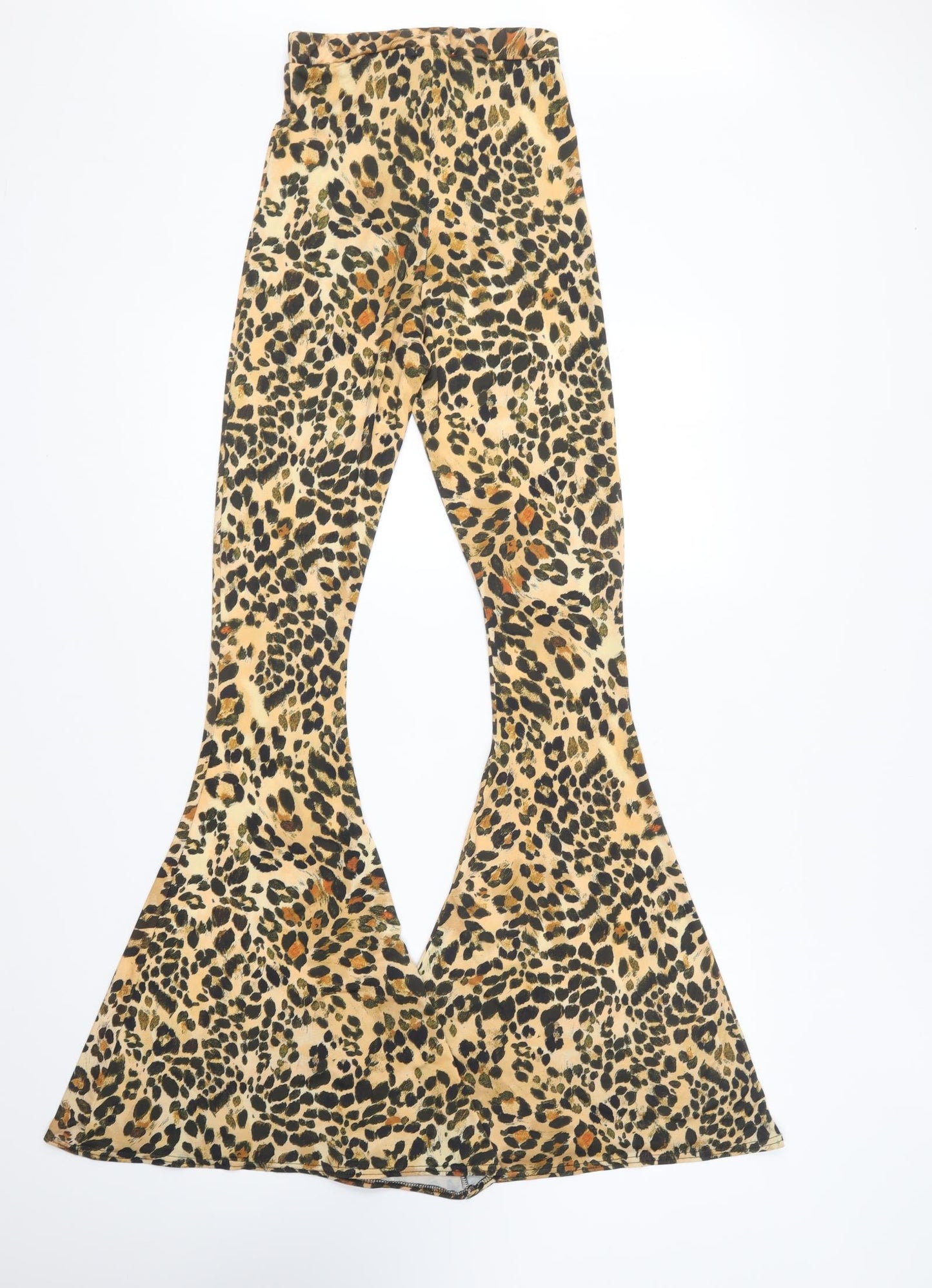PRETTYLITTLETHING Womens Brown Animal Print Polyester Trousers Size 6 L33 in Regular - Leopard Print