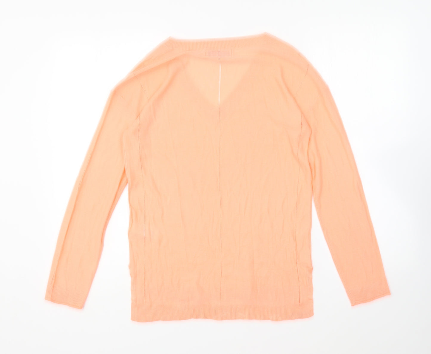 NEXT Womens Orange V-Neck Viscose Pullover Jumper Size 8