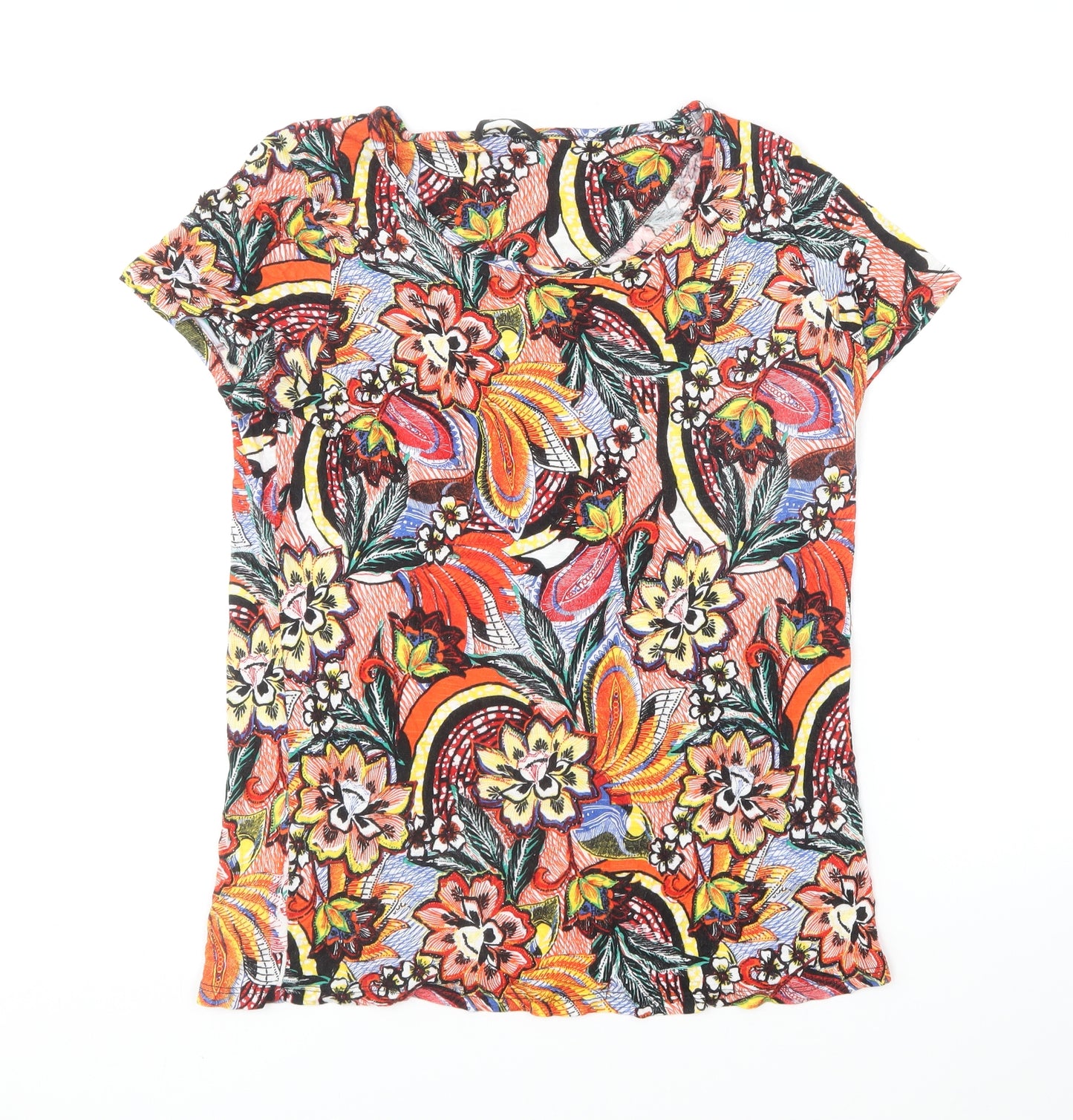George Womens Multicoloured Floral Viscose Basic T-Shirt Size 10 Round Neck