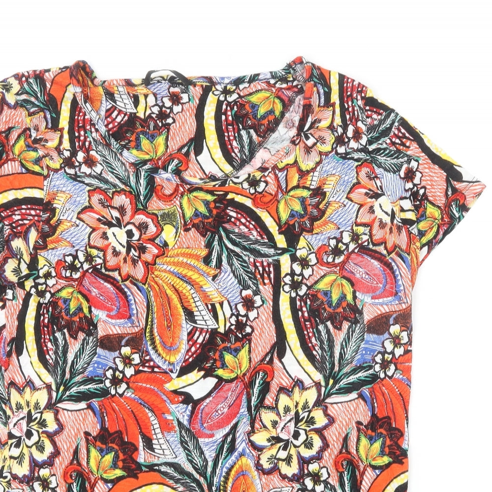 George Womens Multicoloured Floral Viscose Basic T-Shirt Size 10 Round Neck