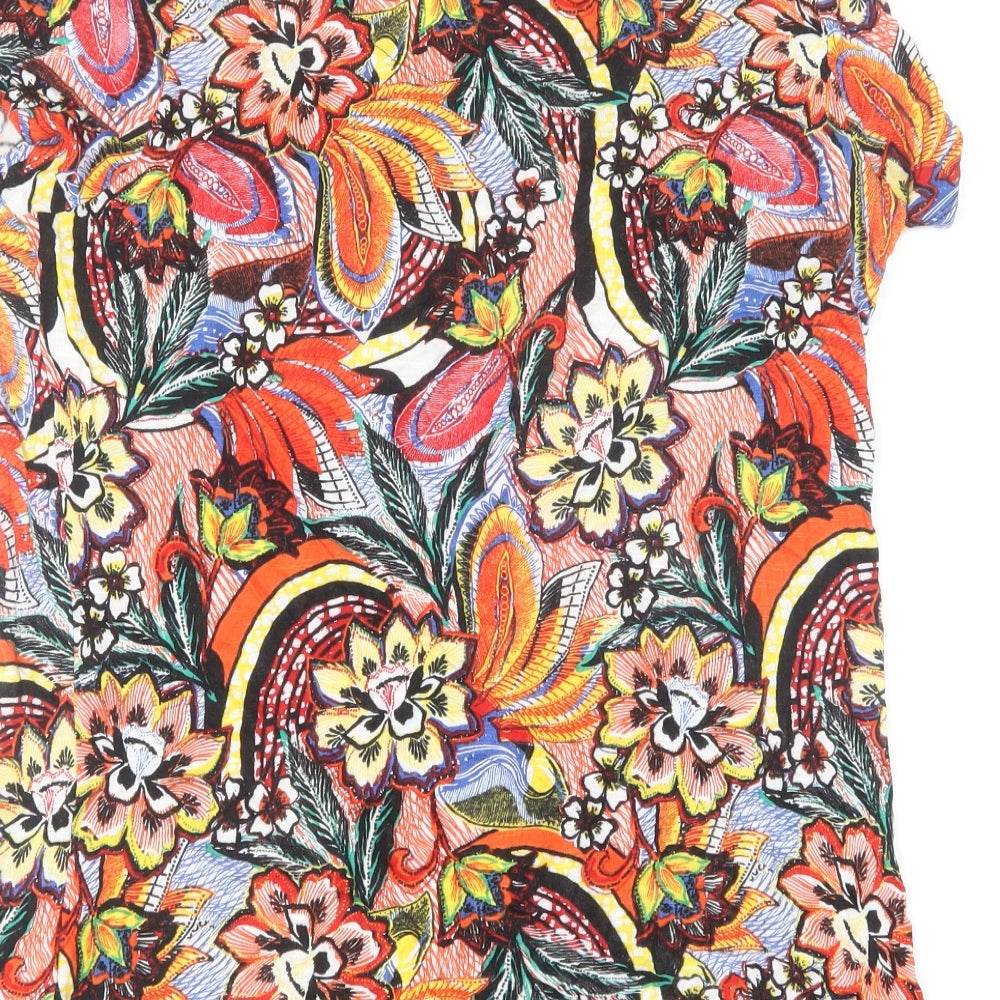 George Womens Multicoloured Floral Viscose Basic T-Shirt Size 10 Round Neck