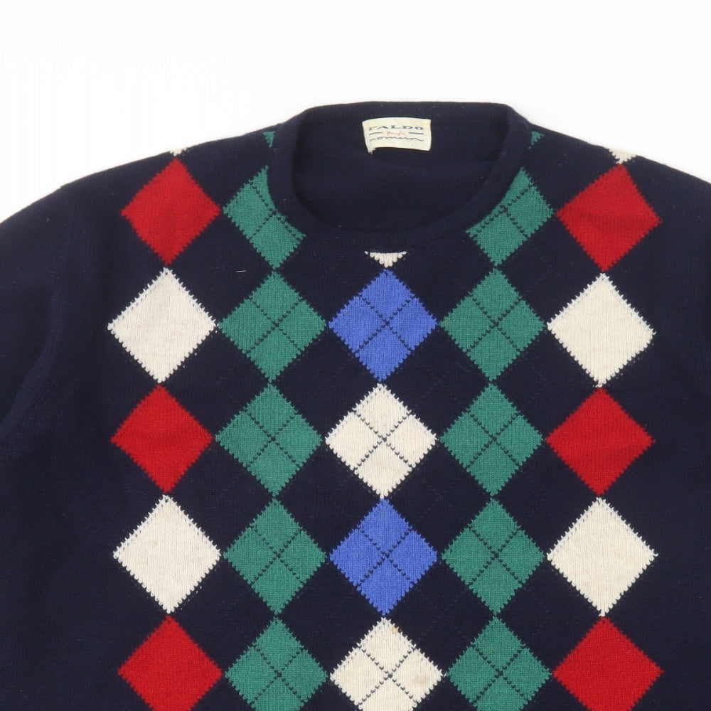 Pringle Mens Blue Round Neck Argyle/Diamond Wool Pullover Jumper Size XL