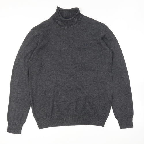Crew Clothing Mens Grey High Neck Cotton Pullover Jumper Size M