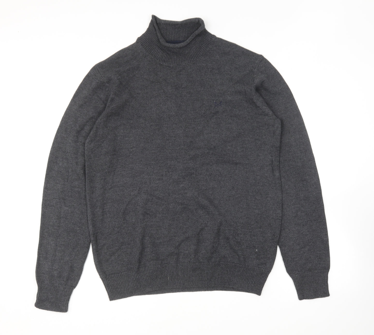 Crew Clothing Mens Grey High Neck Cotton Pullover Jumper Size M