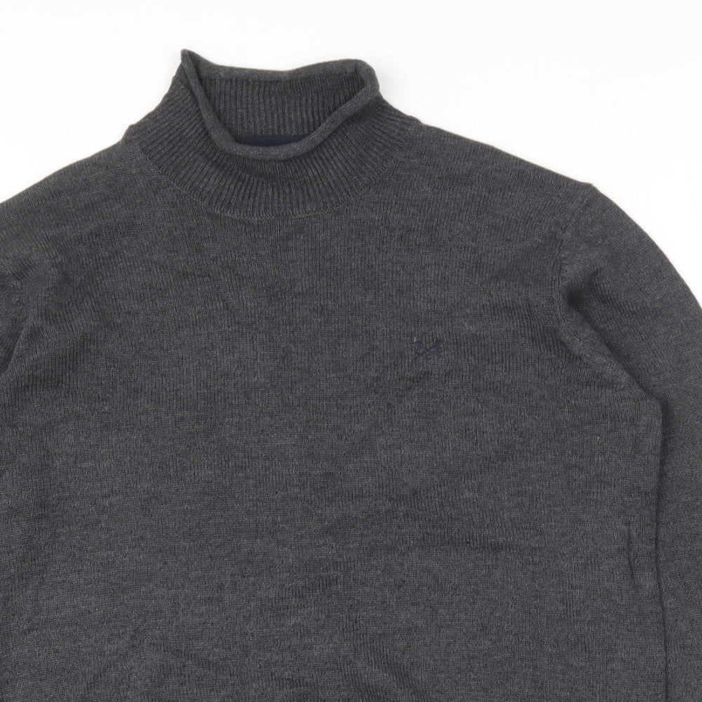 Crew Clothing Mens Grey High Neck Cotton Pullover Jumper Size M