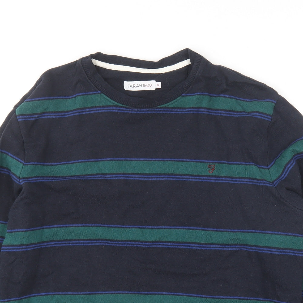 Farah Mens Blue Striped Cotton Pullover Sweatshirt Size M