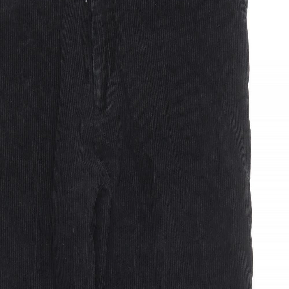 Premier Man Mens Black Cotton Trousers Size 34 in L27 in Extra-Slim Button